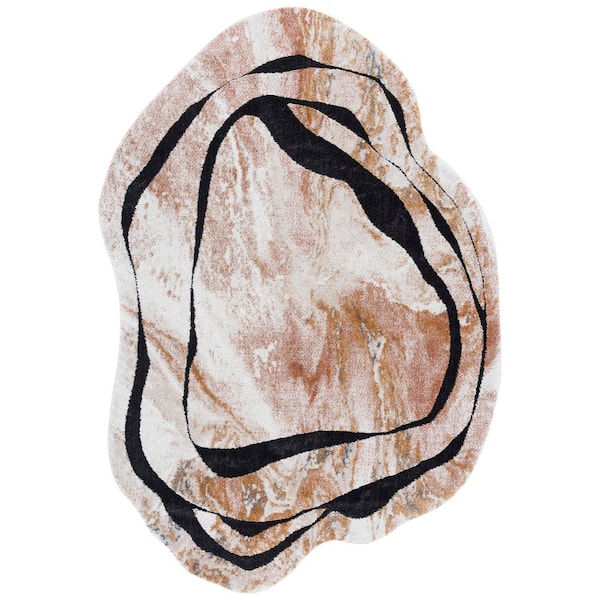 Contour 8 ft. x 10 ft. Rust/Ivory Distressed Abstract Area Rug