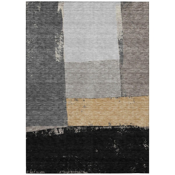 Chantille Machine Washable Indoor/Outdoor Abstract ACN2511 Black 8 ft. x 10 ft. Area Rug