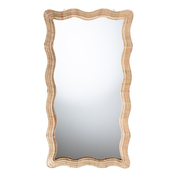 Hasana Natural Brown Rattan 35.4 in. W x 66.1 in. H Full Length Mirror