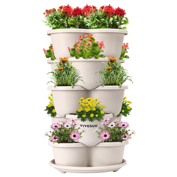 Amazing Creation Stackable Planter Vertical Garden for Growing Strawberries, Herbs, Flowers, Vegetables and Succulents