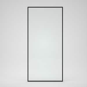 Zen 34 in. W x 72 in. H Fixed Framed Shower Door in Matte Black Finish with Clear Glass