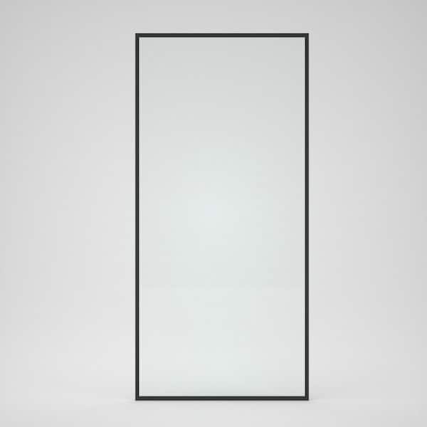 niveal Zen 34 in. W x 72 in. H Fixed Framed Shower Door in Matte Black Finish with Clear Glass