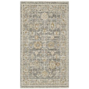 Traditional Home Grey 3 ft. x 5 ft. Distressed Traditional Area Rug