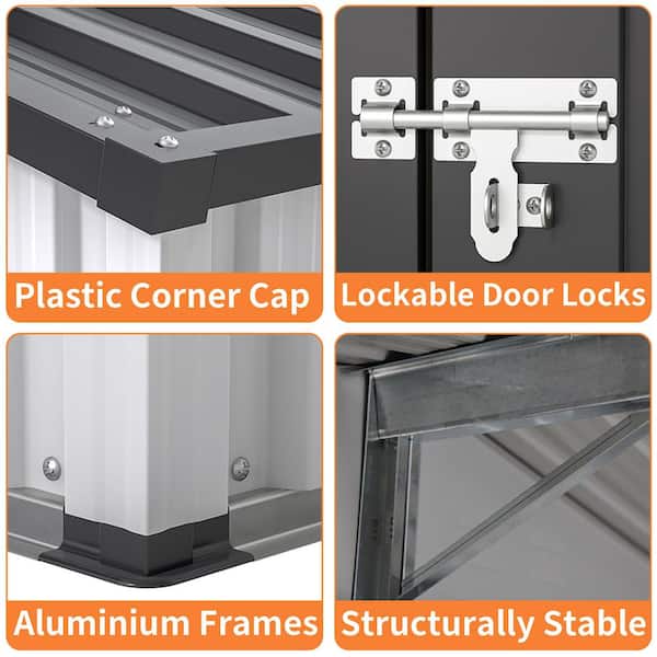 10 ft. W x 8 ft. D Outdoor Metal Storage Shed with Lockable Doors for Garden, Patio, Backyard, Lawn, White (75 sq. ft.)