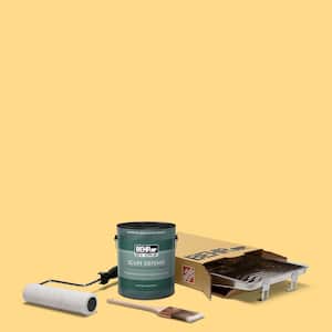 1 gal. #P280-4 Surfboard Yellow Extra Durable Semi-Gloss Enamel Int. Paint & 5-Piece Wooster Set All-in-One Project Kit