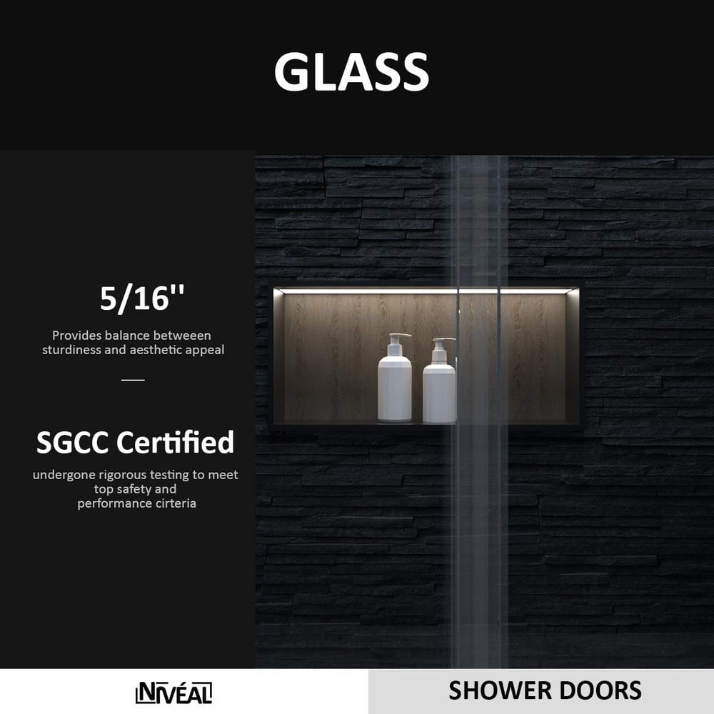 60'' Silver Semi-Frameless Sliding Shower Door with Clear Tempered Glass