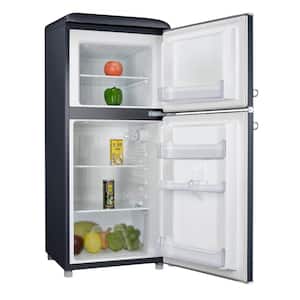 4.0 cu. ft. Retro Mini Refrigerator with Dual Door True Freezer in Black