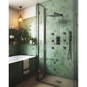 Pressure Balance Shower 3-Spray Wall Mount 12 in. Fixed and Handheld Shower Head 2.5 GPM in Matte Black Valve Included