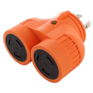 Generator V-Duo Outlet Adapter L14-30P 30 Amp 4-Prong Plug to Two 30 Amp L5-30R 3-Prong Outlets