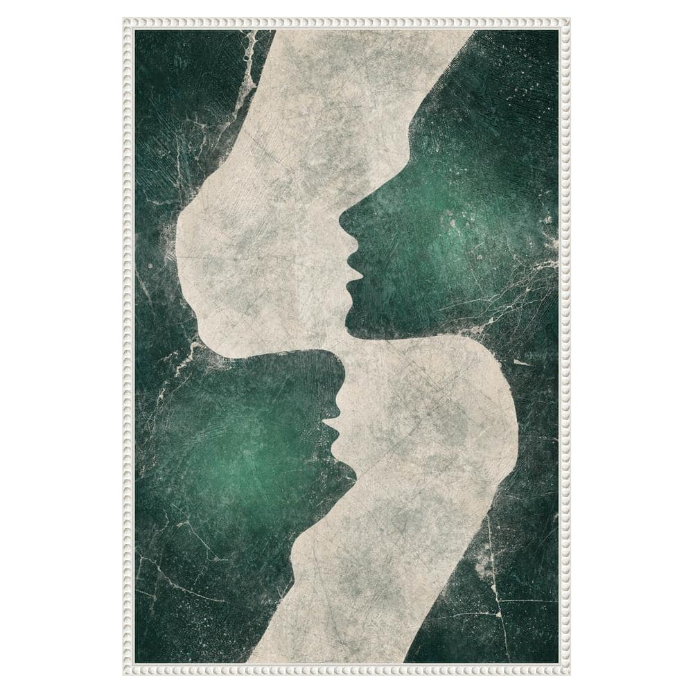 Emerald Love Green and Gray Abstract Canvas Wall Art