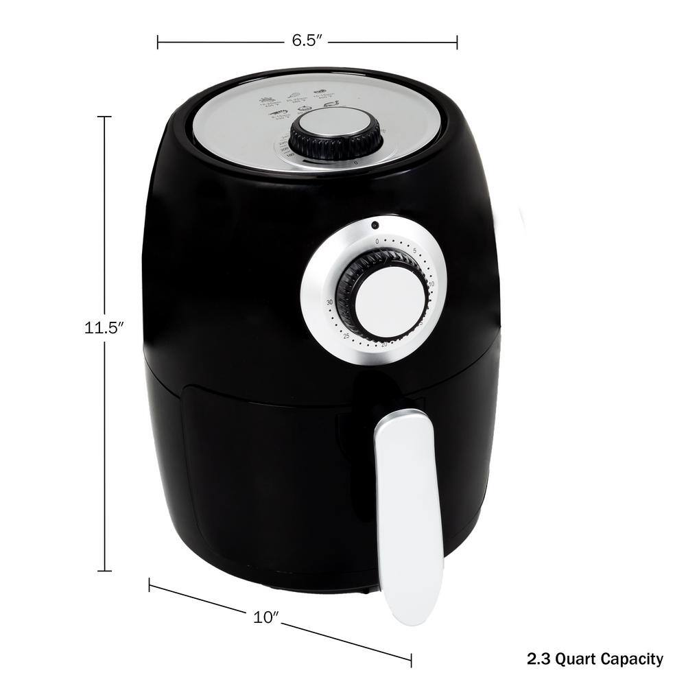 Compact Black 2.3-Quart Electric Air Fryer with Nonstick Interior