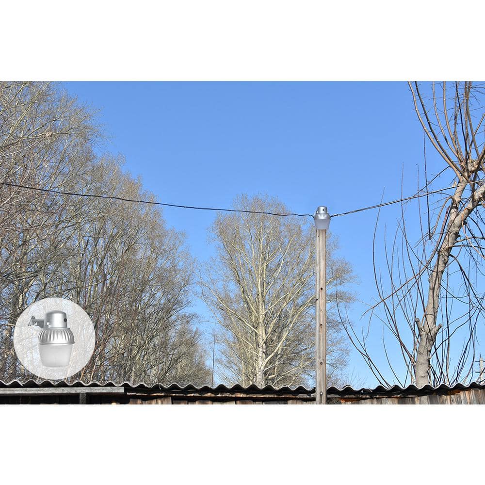 Gray Aluminum LED Dusk-to-Dawn Outdoor Wall Light