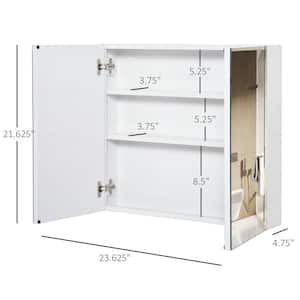 23.6 in. W x 21.6 in. H Rectangular Steel Medicine Cabinet with Mirror, Wall-Mounted Storage Organizer with Double Doors