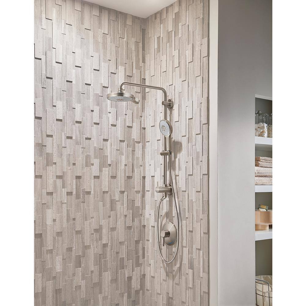 Brushed Nickel Adjustable Height Wall Mounted Shower System
