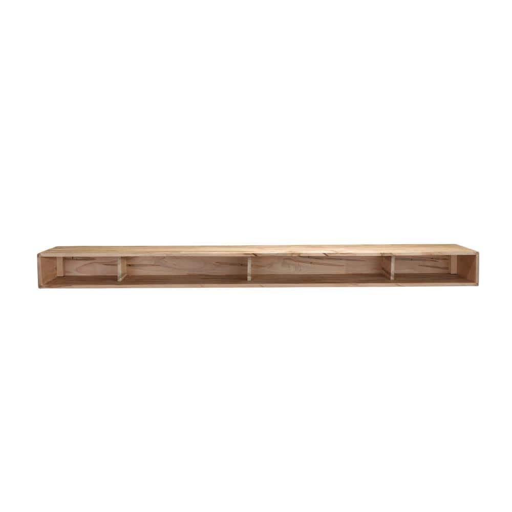 Ambrosia Maple Unfinished Floating Shelf Mantel, 60" Gray Wood