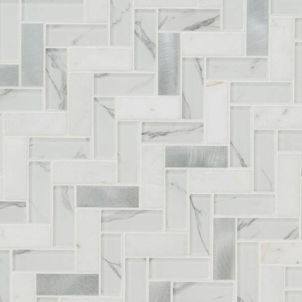 MSI Bytle Bianco Herringbone 12 in. x 12 in. x 6 mm Textured Multi-Surface Mesh-Mounted Mosaic Tile ( 15 sq. ft. / case ) MSI Bytle Bianco Herringbone 12 in. x 12 in. x 6 mm Textured Multi-Surface Mesh-Mounted Mosaic Tile ( 15 sq. ft. / case )