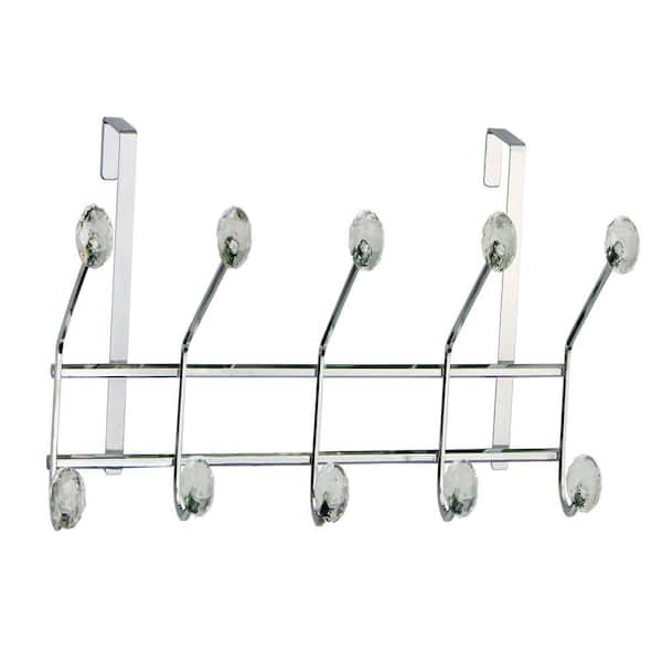 Elegant Home Fashions OTD - 5 Over The Door Hooks in Chrome with Clear Jewel Beveled Ball
