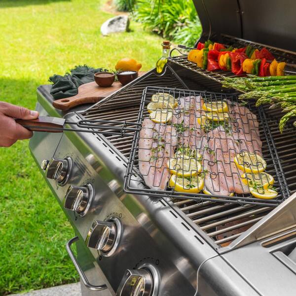 Camerons Products Non-Stick Grilling Basket - 12x12 Inch Mesh BBQ Basket For Vegetables, Shrimp, Kabobs, Indoor & Outdoor Cooking