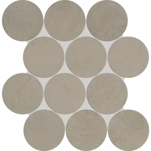 Indoterra Riverbed 13 in. x 13 in. Matte Porcelain Concrete Look Circle Mosaic Tile (4.79 sq. ft./case)