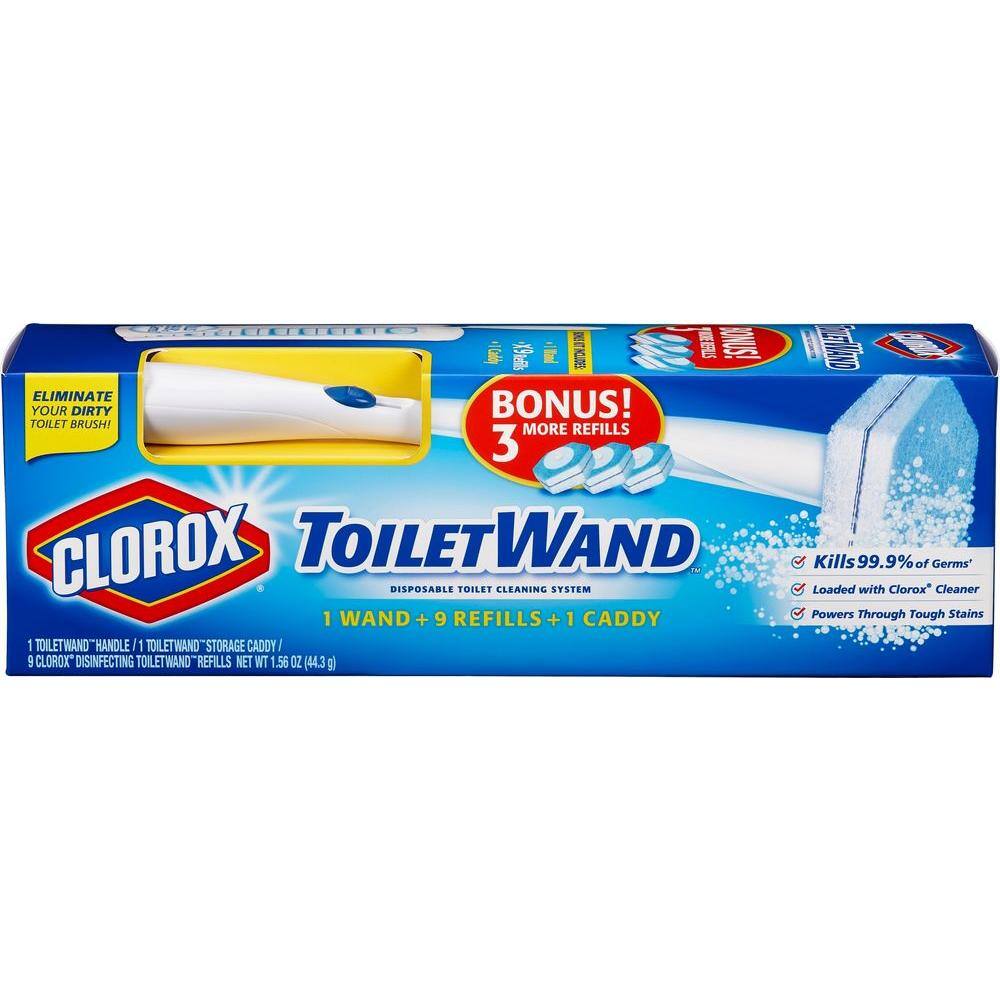 ToiletWand Disposable Toilet Cleaning System: Handle, Caddy and Refills,  White