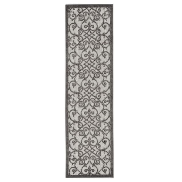 Grey/Charcoal 2 ft. x 10 ft. Runner Polypropylene Area Rug