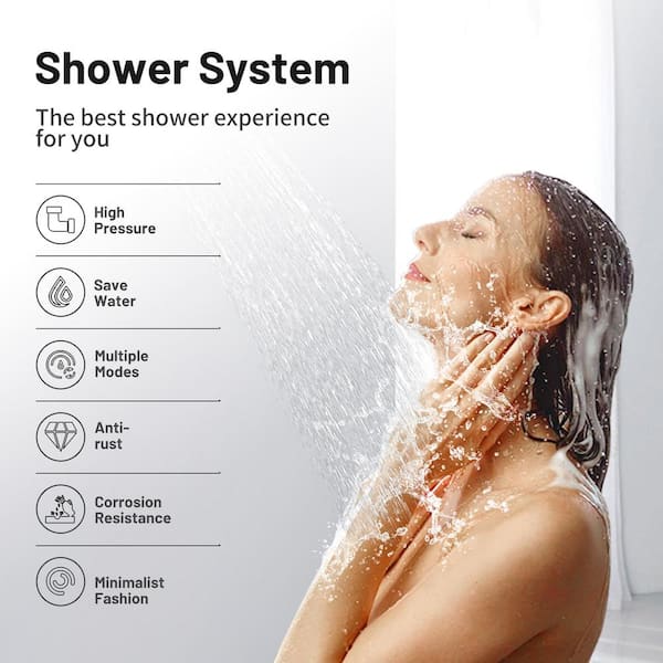 4.7 in. Single Handle 5-Spray Shower Faucet Kit Handheld Combo with Valve 1.8 GPM Adjustable Dual Shower Heads in Chrome