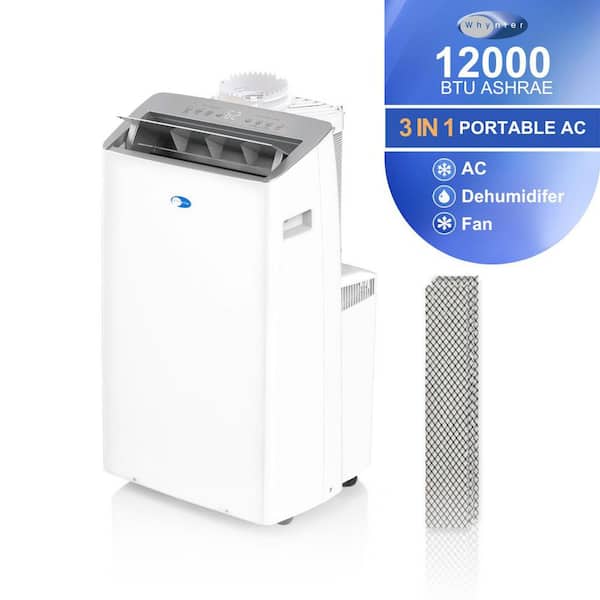12,000 BTU NEX Inverter Dual Hose Portable Air Conditioner Cools 600 sq. ft. with Wifi and 3-3M Air Filters in White
