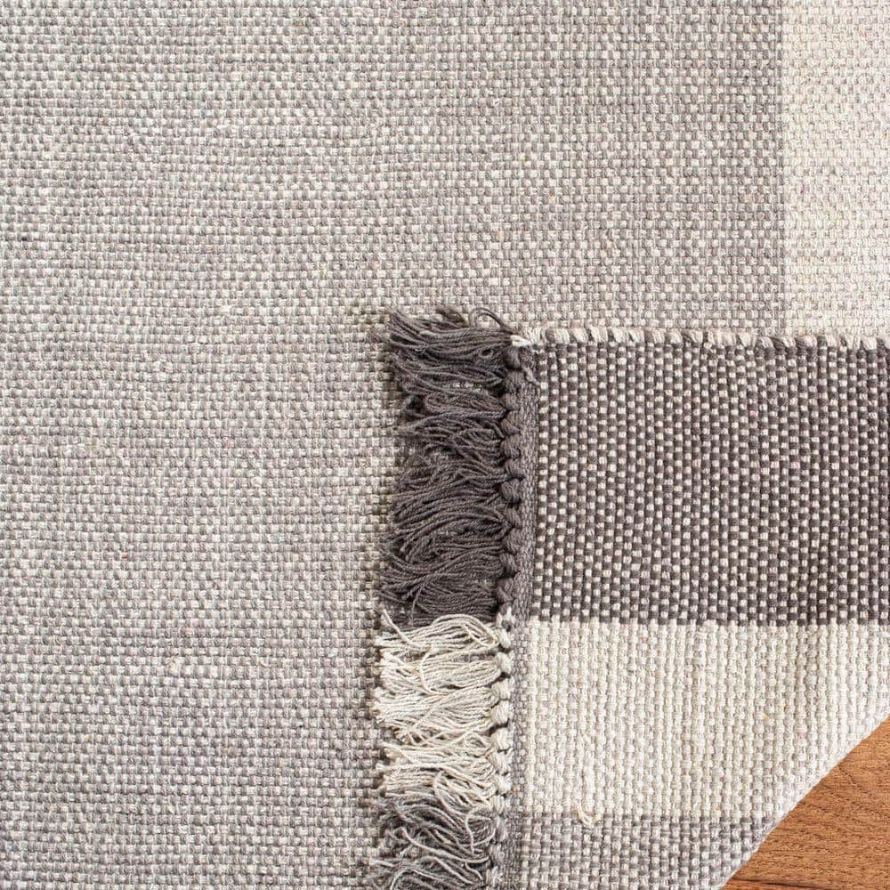 Ivory and Grey Handwoven Cotton Stripe Area Rug, 3' x 5'