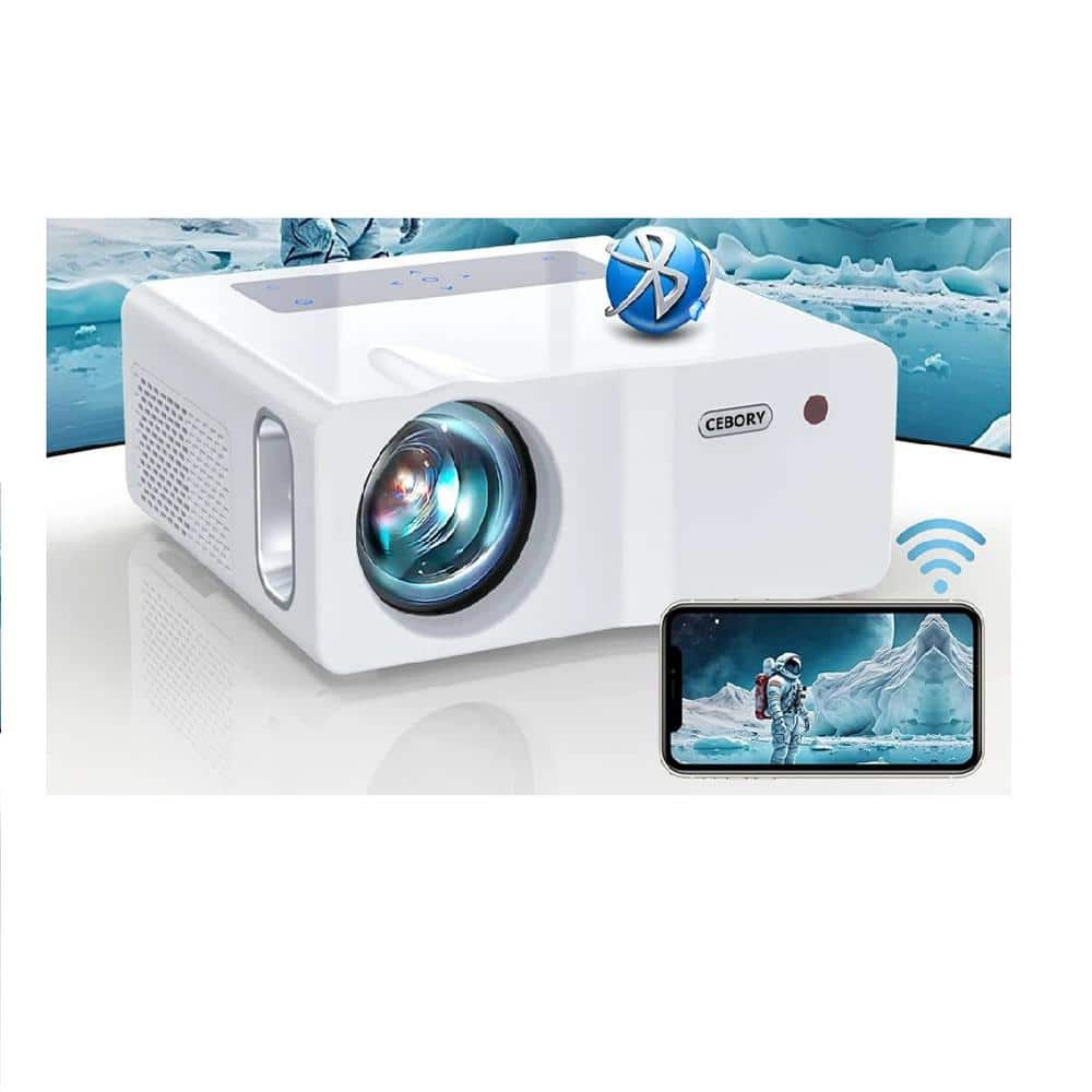 1920 x 1080 Full HD LED Projector with 18000 Lumens for Theater Video Projector Compatible with iOS/Android/PS5 in White -  Etokfoks, MLSA10-2KI020