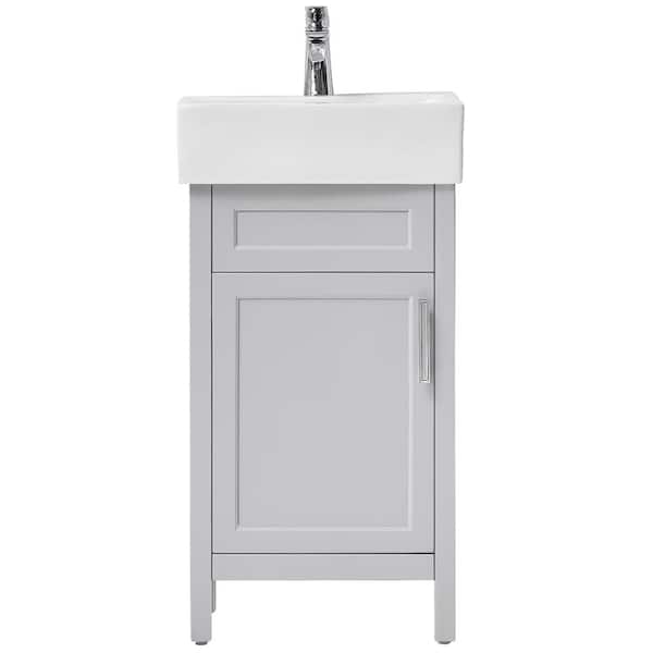Arvesen 18 in. W x 12 in. D x 34 in. H Single Sink Bath Vanity in Dove Gray with White Ceramic Top