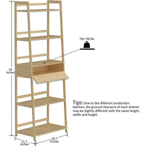 Tileon Bookshelf Ladder Shelf 4-Tier Tall Bookcase Brown Modern Open Book Case for Bedroom Living Room Office