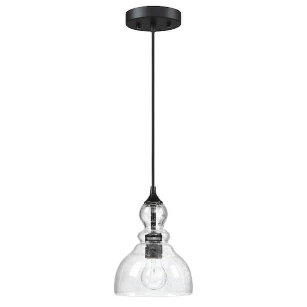 Clihome 7 in. 1-Light Silver Modern Pendant Light Adjustable Hanging ...