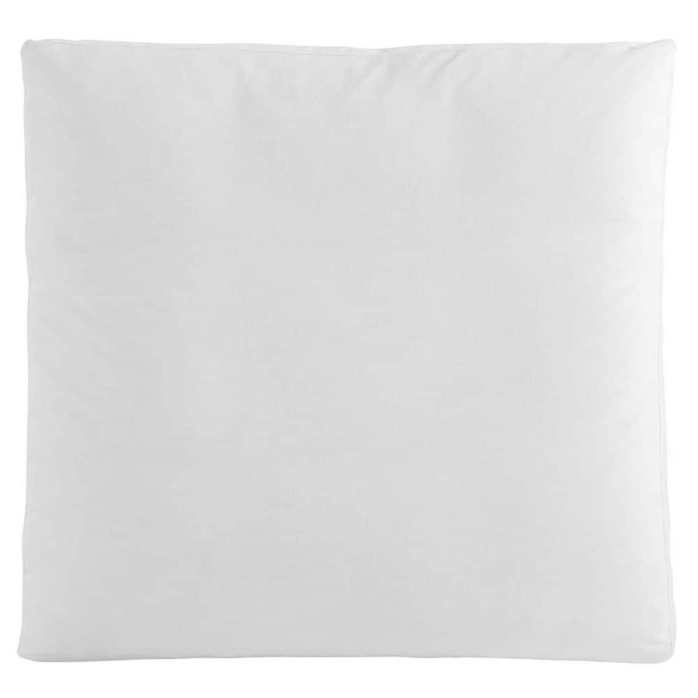 Pure White Down-Filled Overstuffed Ottoman with Linen Texture