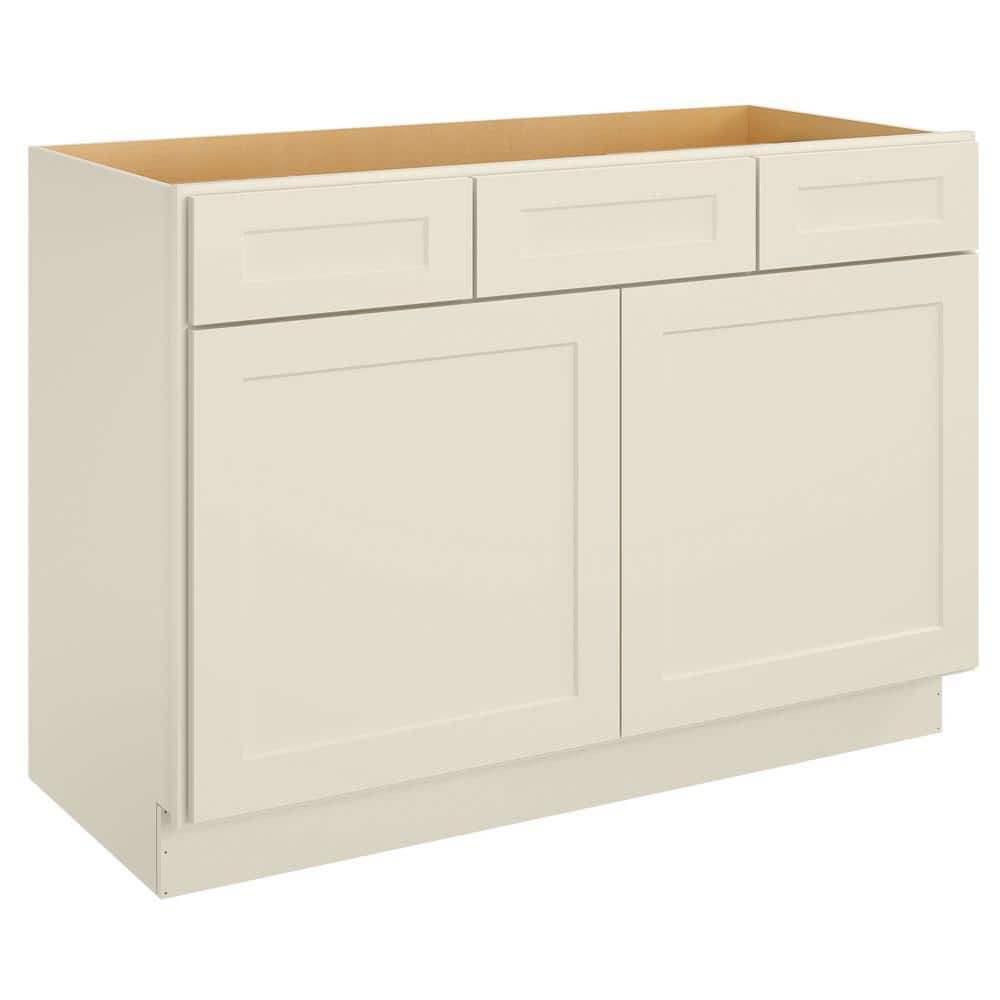 48 in. W x 21 in. D x 34.5 in. H Bath Vanity Cabinet without Top in Shaker Antique White -  HOMEIBRO, HD-SA-VSD48-A