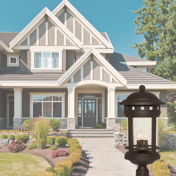 Sedona 3-Light Oil Rubbed Bronze Cast Aluminum Line Voltage Hardwired Outdoor Wet-Rated Post Light with No Bulb Included