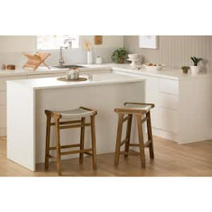 Balka 26 in. Cream Low Back Wood Bar Stool