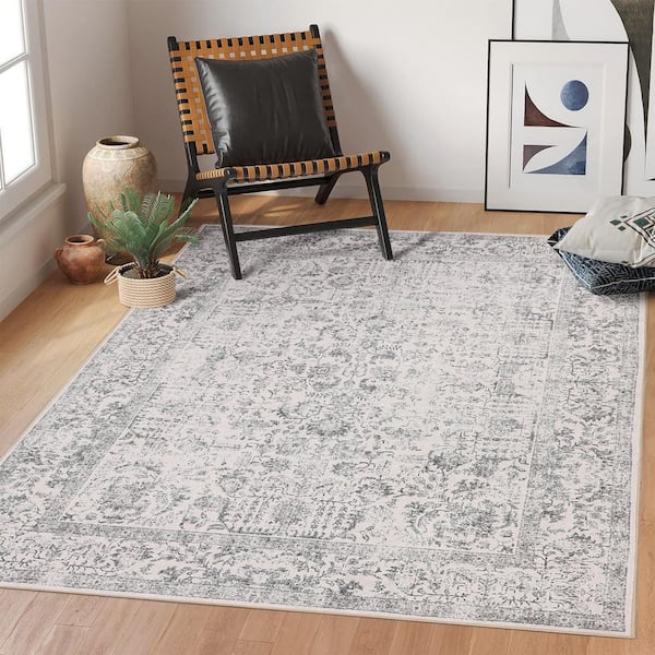 Entomology Gray 3 ft. x 5 ft. Vintage Floral Area Rug