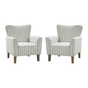 Rupert 31 in. Transitional Blue Polyester Arm Chair with Flared Arms (Set of 2)