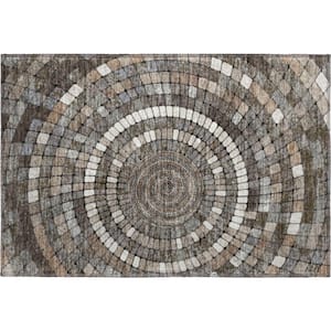Mayfield Premium Machine Washable Abstract AMF2216 Brown 2 ft. x 3 ft. Accent Rug