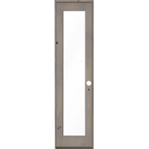 24 in. x 96 in. Rustic Knotty Alder Left-Hand Full-Lite Clear Glass Grey Stain Solid Wood Single Prehung Interior Door