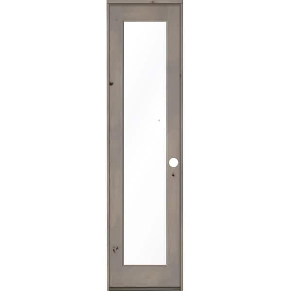 Krosswood Doors 24 in. x 96 in. Rustic Knotty Alder Left-Hand Full-Lite Clear Glass Grey Stain Solid Wood Single Prehung Interior Door