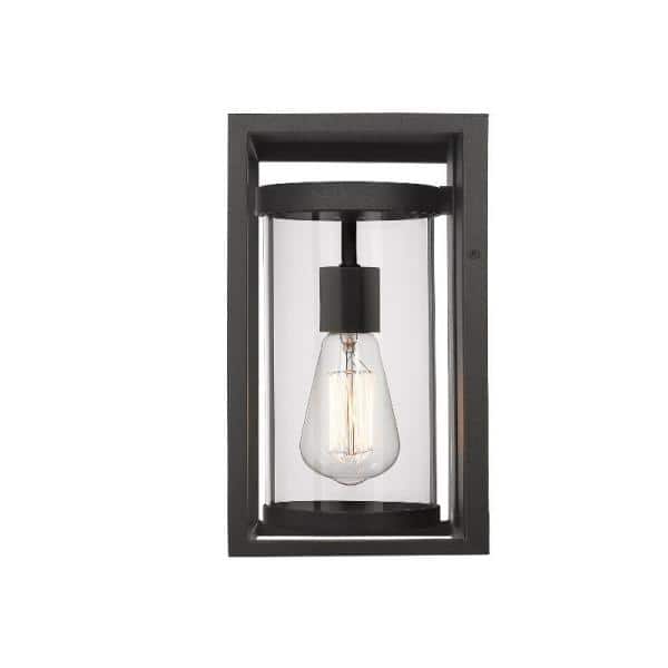 Black Aluminum Dimmable Outdoor Wall Sconce with Clear Glass Shade