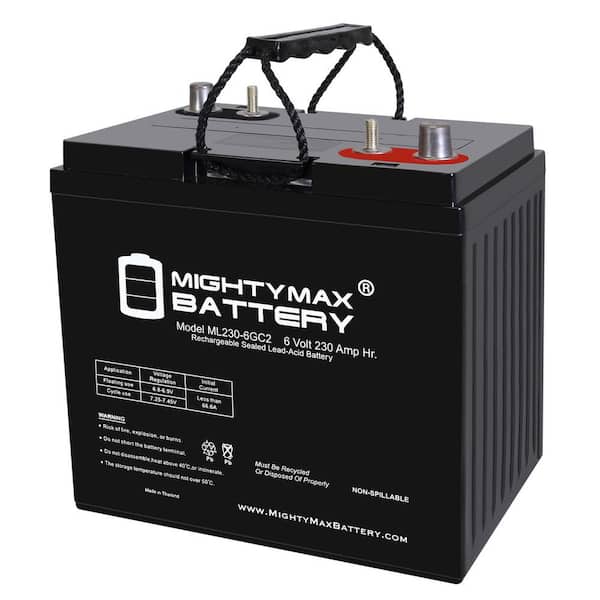 MIGHTY MAX BATTERY 6V 230AH Dual Terminal SLA Replacement Battery Compatible with Golf Cart and Scrubber