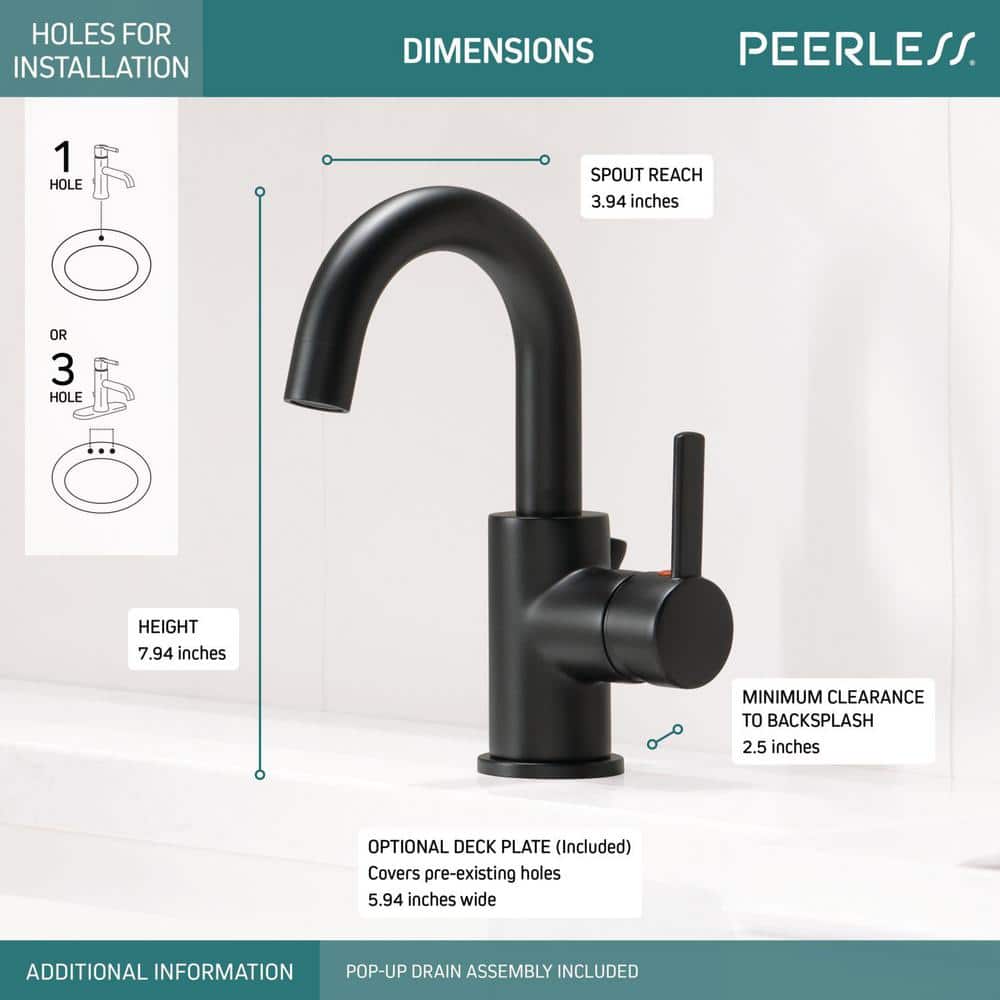 Matte Black Single Handle High Arc Bathroom Faucet