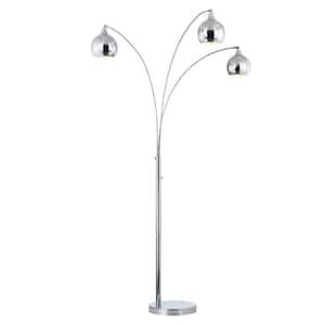 Amore 84 in. 3-Arched LED Floor Lamp with Dimmer, Modern Chrome