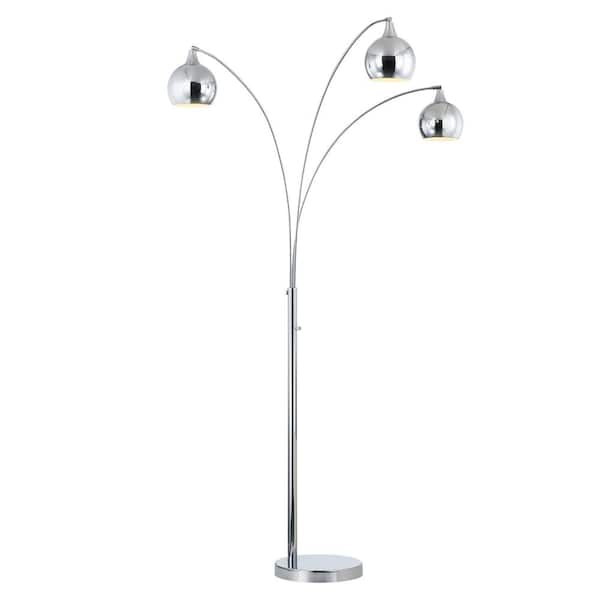 ARTIVA Amore 84 in. 3-Arched LED Floor Lamp with Dimmer, Modern Chrome ...