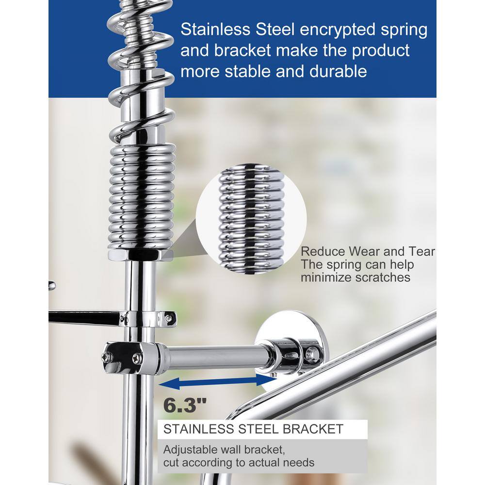 Chrome Brass 36-Inch Commercial Kitchen Faucet with Pre-Rinse Sprayer