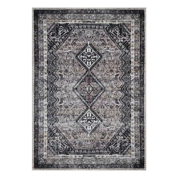 Unbranded Black 10 ft. x 8 ft. Indoor Area Rug with Non-Slip Backing