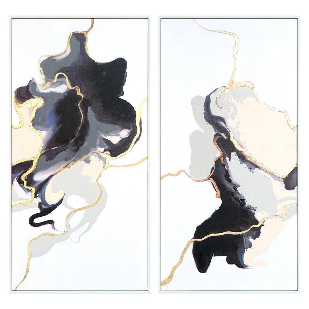 Classy Art 2-Piece Framed Mixed Media Abstract Wall Art 39 in. x 20 in ...