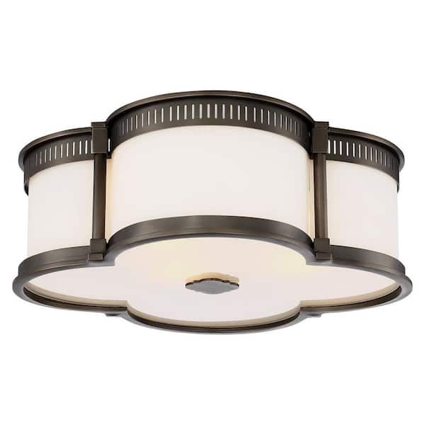 Minka Lavery 100-Watt Equivalence 16.25 in. Harvard Court Bronze Integrated LED Flushmount